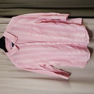 Karen Scott 3/4 Sleeve Button Up Floral Pink shirt XL